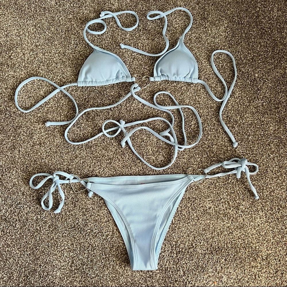 Blue Heart String Bikini Size Small